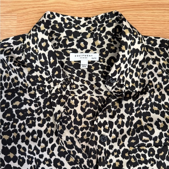 Equipment Slim Signature Leopard-Printed Silk ShirtSz XS - Picture 4 of 6